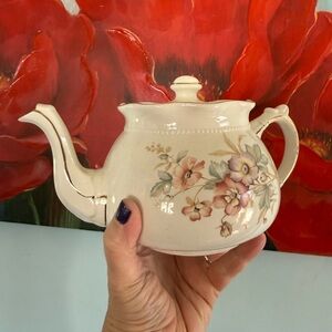 Arthur Wood Floral Cream Ivory Teapot, England, #6063